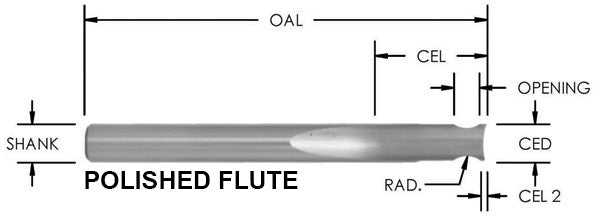 S/C O Fl Rounding Bit X 1/4 Cd X3/16 R X1/4 Sh