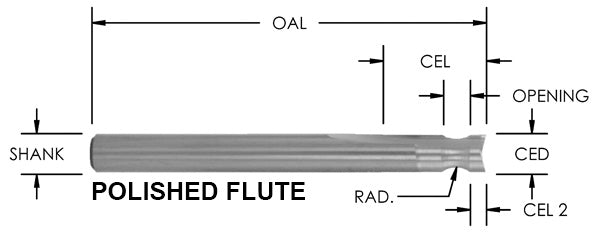 S/C O Fl Rounding Bit X 1/4 Cd X 3/16 R X 1/4 Shk
