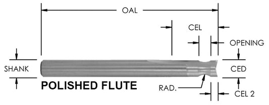 S/C O Fl Rounding Bit X 1/4 Cd X 3/16 R X 1/4 Shk