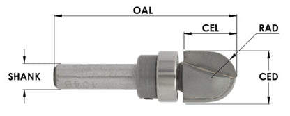 C/T Rnose Temp Bit 1/4 Rad X 1/2 Cd X 1/2 Cl X 1/4 Sk