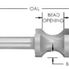 C/T 2 Flute Ball Cutting Bit, 1/2" Rad X 1" Ced
