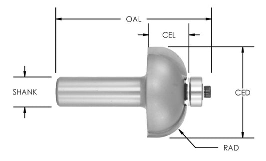 C/T Cove Bit 5/16 Rad X 1 1/8 Cd X 1/2 Cl-1/2 Shk