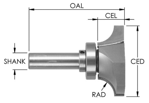 C/T Ss Rd Over Under X 1/2"R X14 Deg X 1/2 Sh X 2-1/2