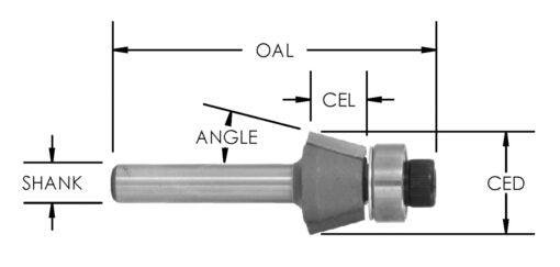 C/T 22 Deg Bevel Bit X 3/8" Height X 3/8 Cl X 1-3/16" Cd X 1-7/8" Oal