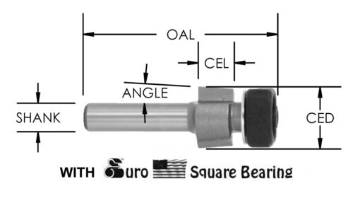 C/T 1/2" Lam Trim W/Euro Sq Teflon Brg X 1/4 Sh