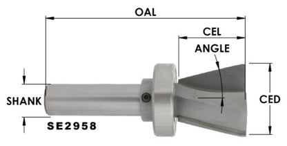 14 Deg 2 Fl Bowl Cutter, 1-1/8" L-Dia X 1" Cl