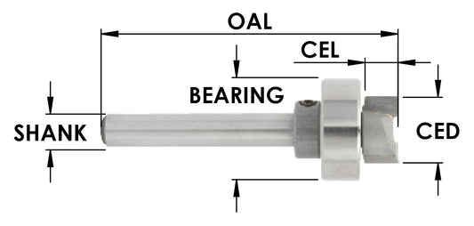 Temp Bit, 1/2" Dia X 1/4" Cel X 1/4" Shk X 5/8 Bearing