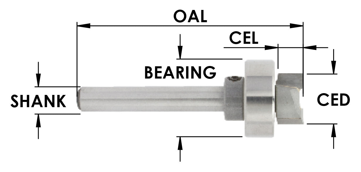 Temp Bit, 5/16" Dia X 3/4" Cel X 1/4" Shk X 1/2 Bearing