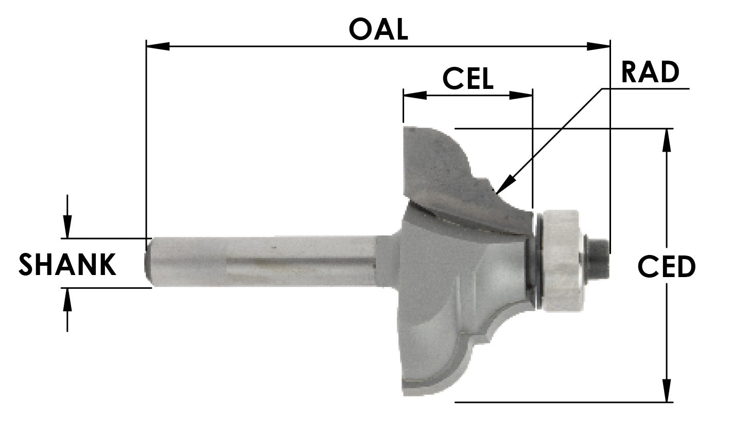 C/T Ogee Fillet 3/16 Rad X 1 3/8 Cd-9/16 Cl