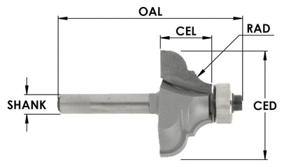 C/T Ogee Fillet 3/16 Rad X 1 3/8 Cd-9/16 Cl
