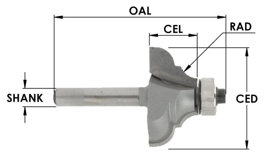 C/T Ogee Fillet 3/16 Rad X 1 3/8 Cd-9/16 Cl
