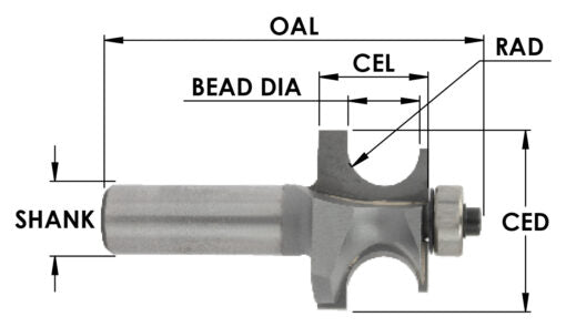 C/T Edge Beading 1/4 Rad X 1/2 Bead Dia