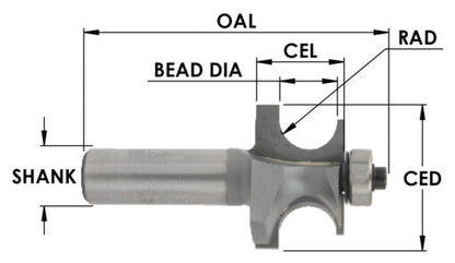 C/T Edge Beading 1/4 Rad X 1/2 Bead Dia
