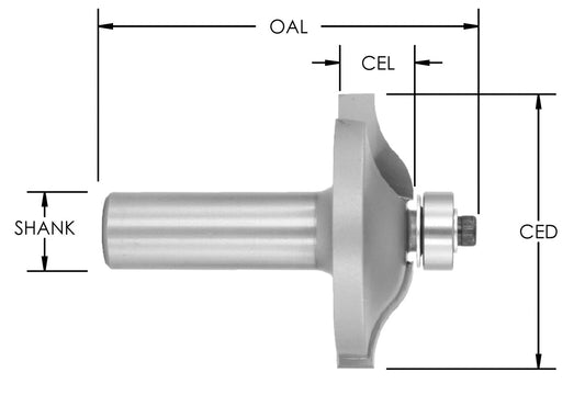 C/T Ellipse Ogee 1 3/4 Cd X 1/2 Cl X 1/4 Sk