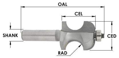 Bead And Cove 3/8" Rad X 1-1/4" Ced