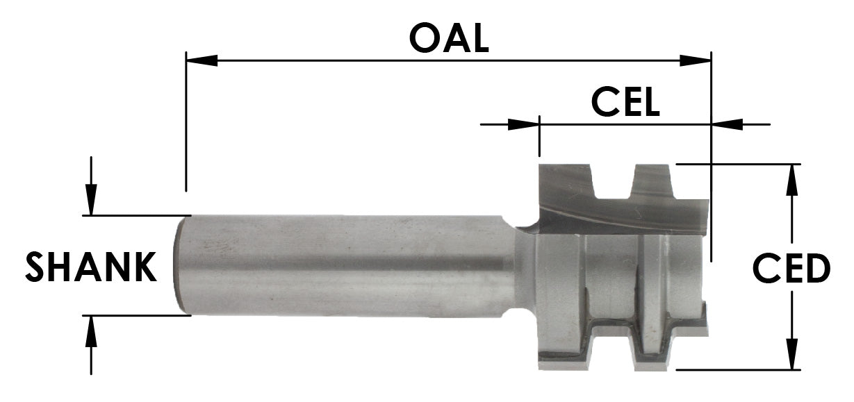 C/T Table Edge 1" Profile Depth X 2 1/2" Cd X 3/4" Cl X 1/2" Shk X 3-1/8" Oal