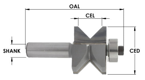 C/T Edge Banding 1Pc ("B") X 1-17/32 Ced X 25/32 Cl X 1/2 Shk X 3-1/16 Oal