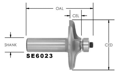 C/T Door Edge Prof 1 3/4 Cd X 7/16 Cl X 5/8" Cut Depth