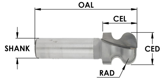 C/T European Door Edge Bit X 1 3/4" Ld X 1/2 Shk
