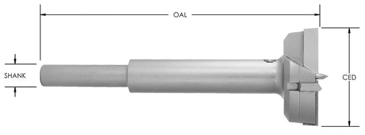 C/T 2 Wing 2 Spur Drill-2 1/8" Dia-1/2 Shk W/Flat