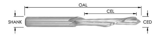1/2" Dia X 2 1/2" Cl X 1/2" Shk X 5 1/2" Oal Tin