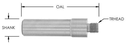 1/2" Shk Arbor For Screw-On (1/4-28 Thd)-1-3/4 Oal