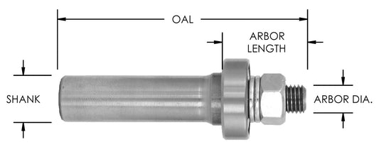 3/8 Shk Arbor For Slotting Cutters W/ Nut & Wash