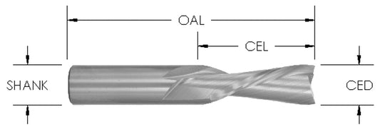 2 Fl 1/8 Cd X 7/8 Cl X 1/4 Shk X 2-1/2 Oal Sc Down Spiral