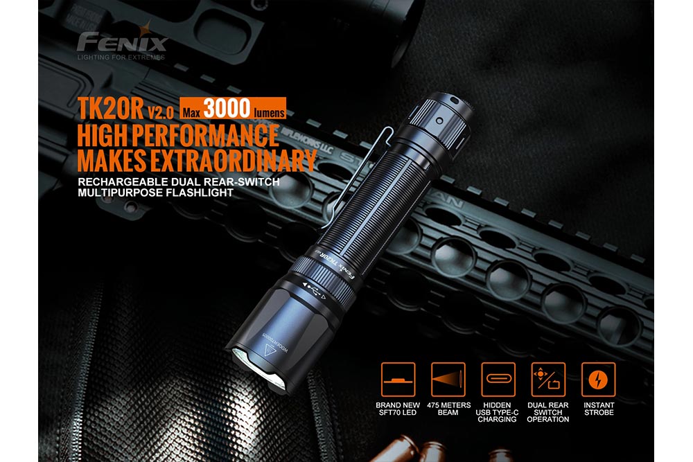 Fenix TK20R V2.0 Rechargeable Flashlight | 3000 lumens - Norfolk Wood Shop