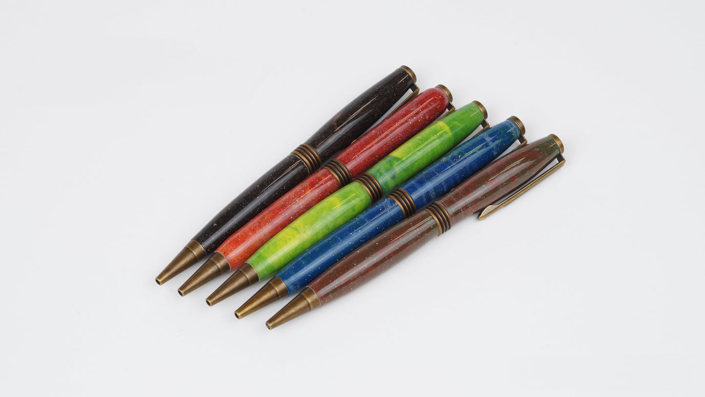 pens made with epoxy color glitter