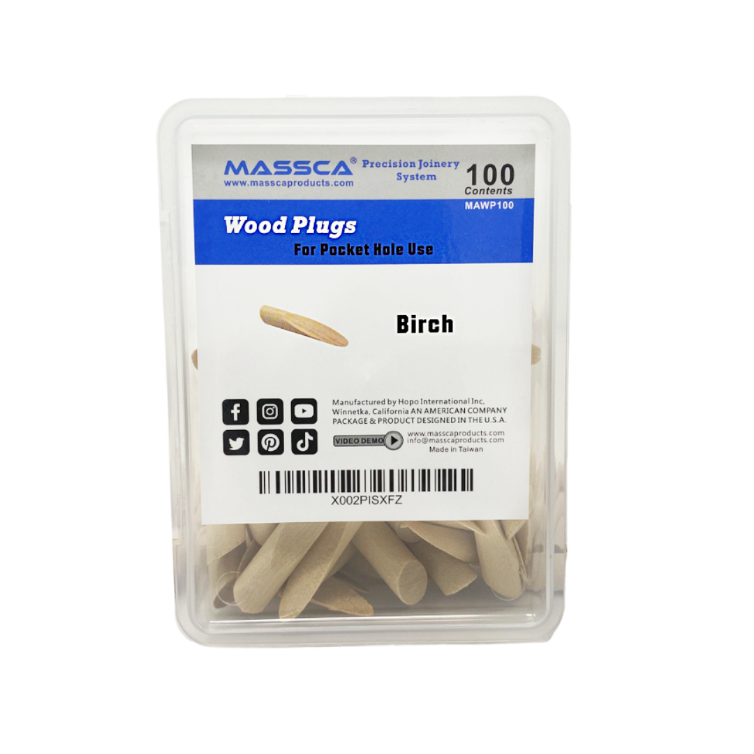 Birch Pocket Hole Wood Plugs - Pack of 100