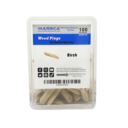 Birch Pocket Hole Wood Plugs - Pack of 100