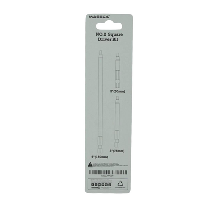 Massca No.2 Square Driver Bit Set | 3 Sizes - Norfolk Wood Shop