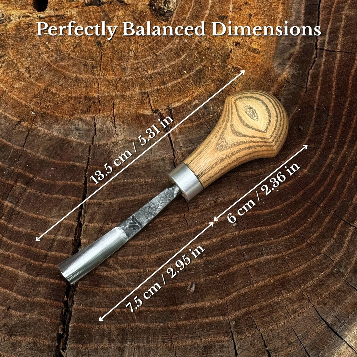 Bent Carving Gouge with Palm Handle, 12 mm / 0.47 in