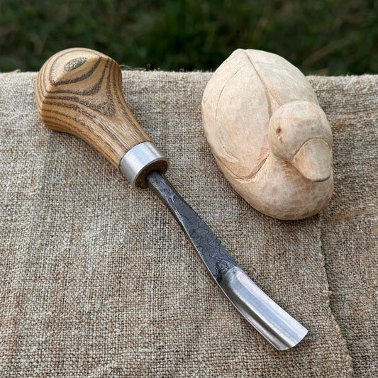 Bent Carving Gouge with Palm Handle – 8 mm / 12 mm (0.31 / 0.47 inches) - Norfolk Wood Shop