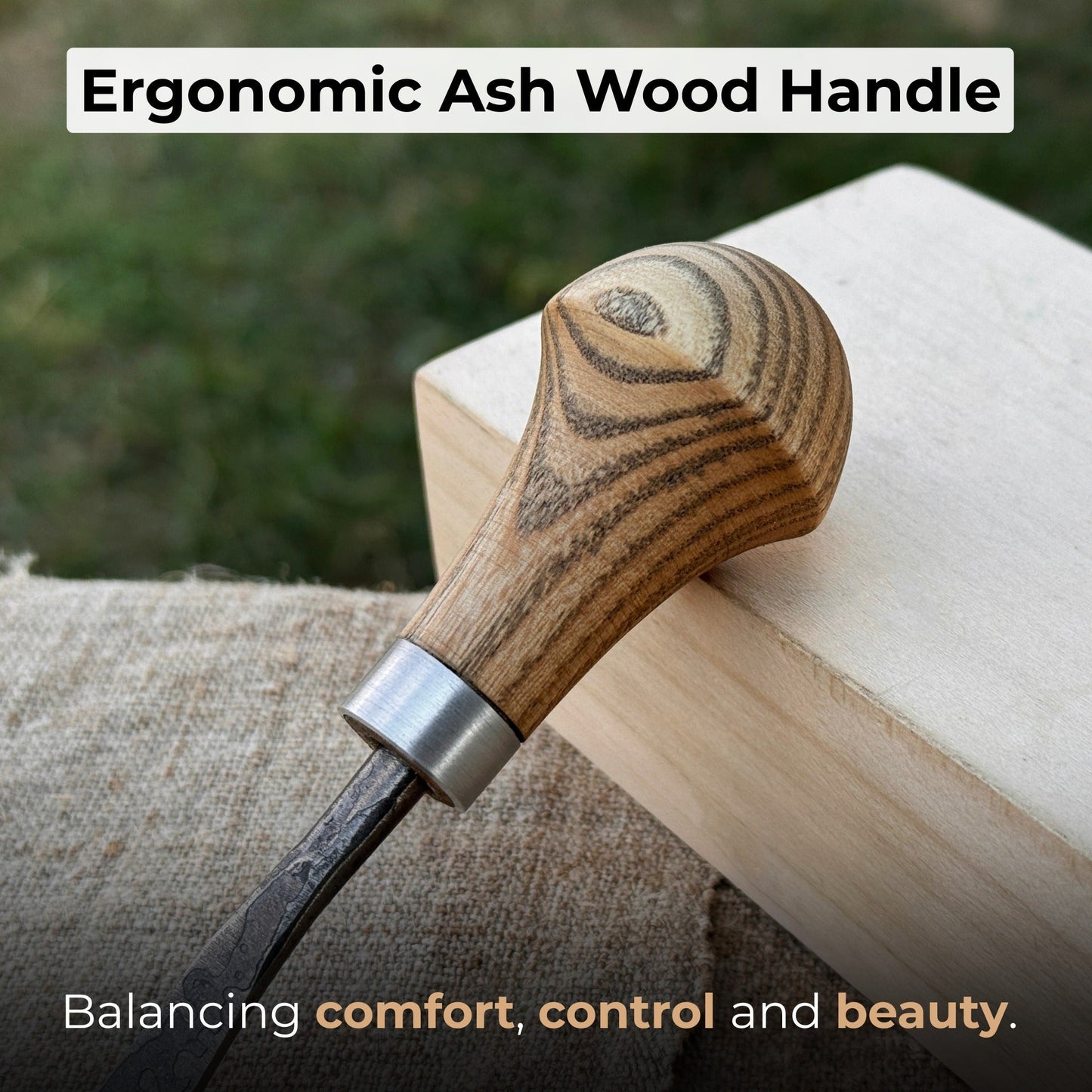 Bent Carving Gouge with Palm Handle – 8 mm / 12 mm (0.31 / 0.47 inches) - Norfolk Wood Shop