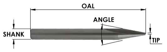 Sc Liner Bit: 15 Deg,1/16 Tip End, 1/4 Shk X 2-1/2 Oal X 1 Fl