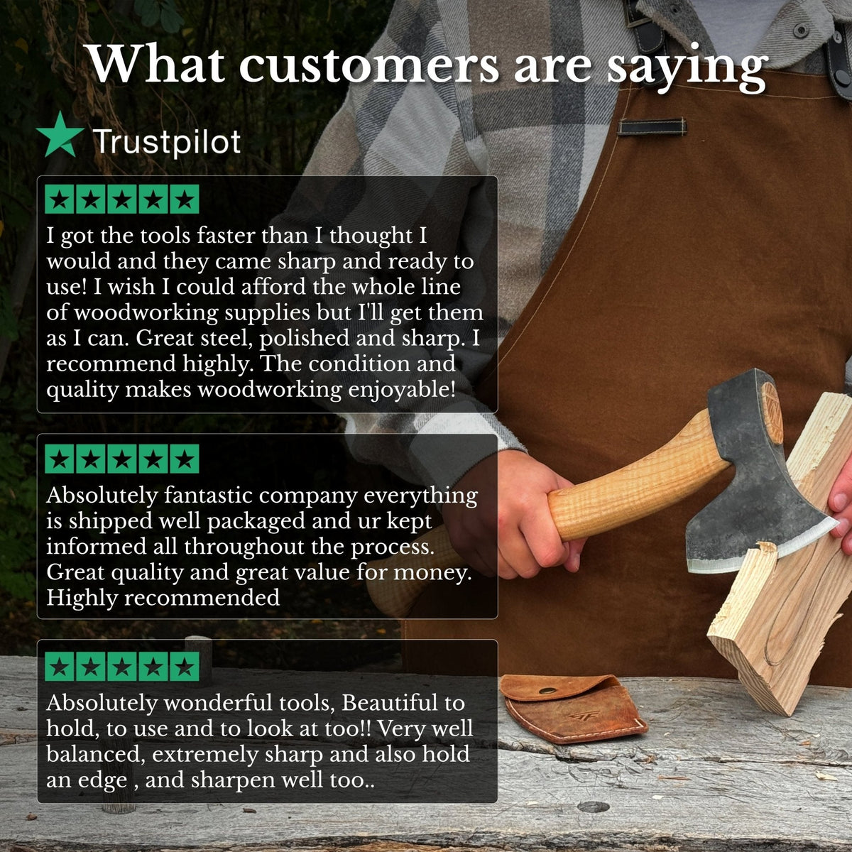 Chopping Axe with Leather Back Carry Pouch, 1.05 kg (2.2 lb)