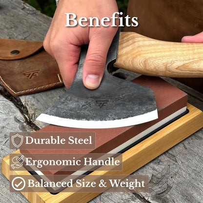 Chopping Axe with Leather Back Carry Pouch, 1.05 kg (2.2 lb)