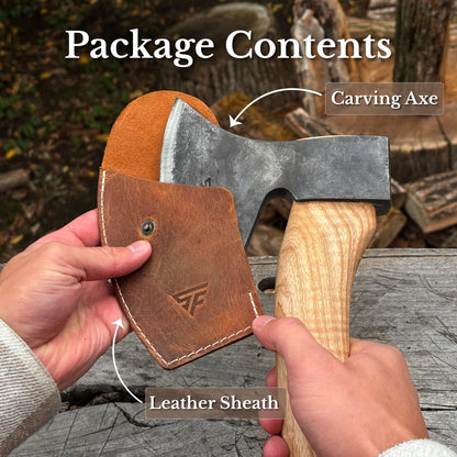 Chopping Axe with Leather Back Carry Pouch, 1.05 kg (2.2 lb)
