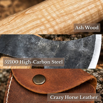 Chopping Axe with Leather Back Carry Pouch, 1.05 kg (2.2 lb)