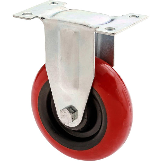 4" Red Polyurethane Fixed Caster