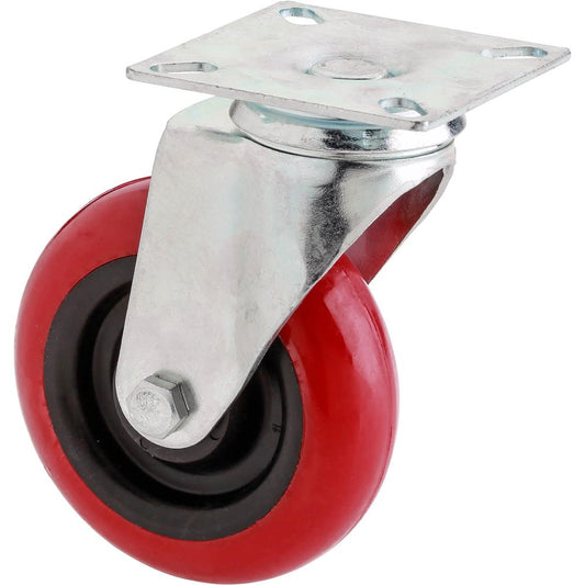 4" Red Polyurethane Swivel Caster