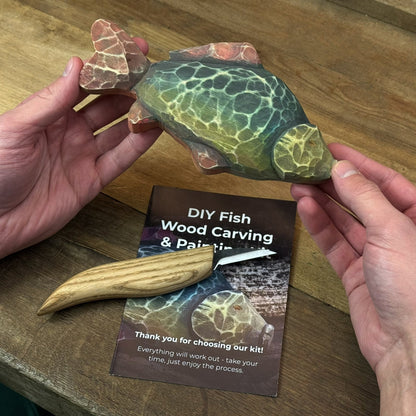 DIY Fish Wood Carving & Painting Kit – Beginner Whittling Set with Video Tutorial