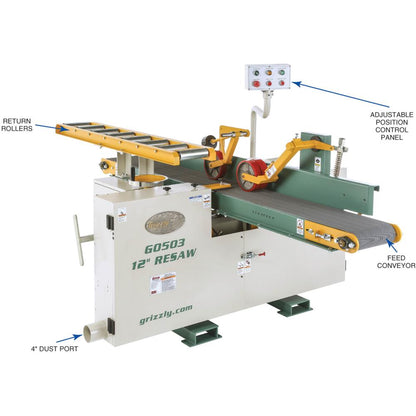 12" 20 HP Horizontal Resaw Bandsaw