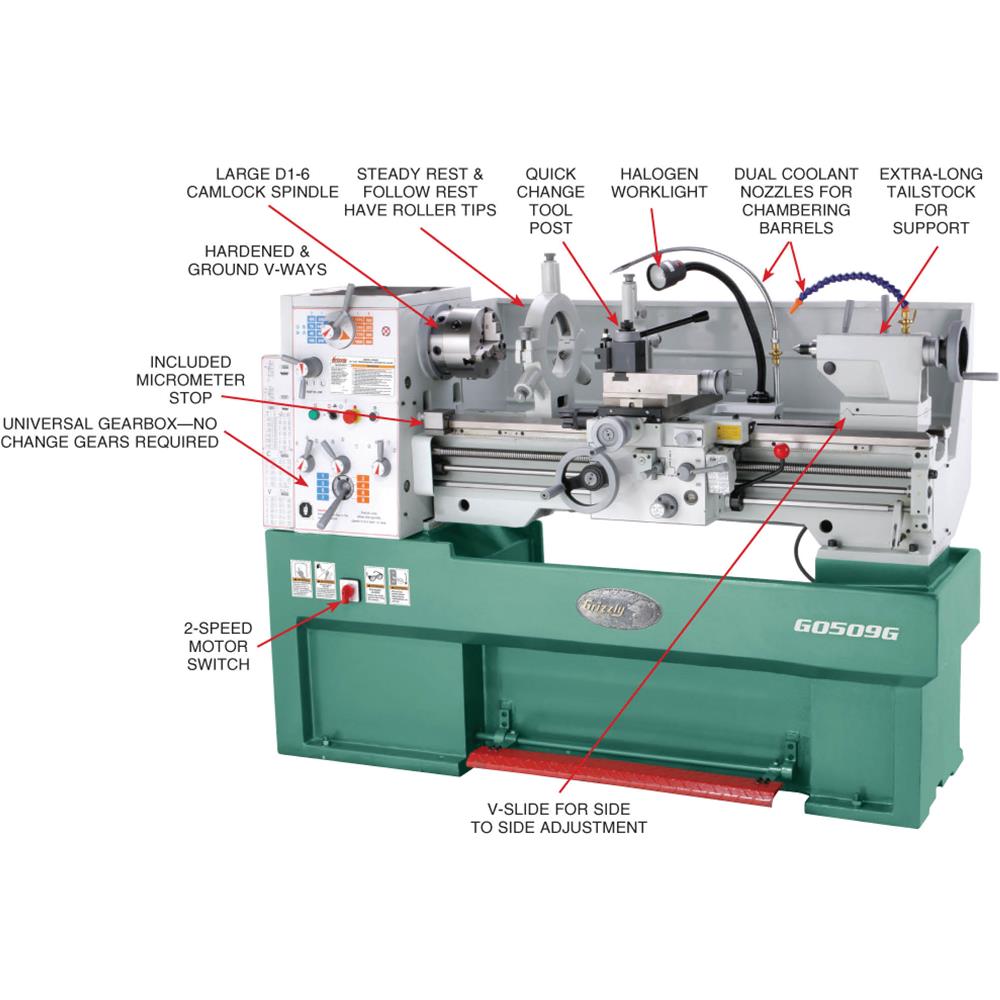 16" x 40" 3-Phase Gunsmithing Metal Lathe