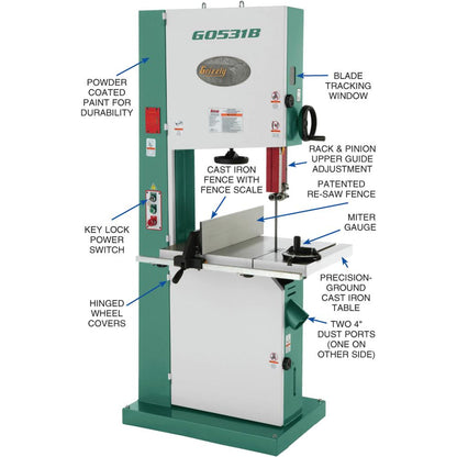 21" 5 HP Industrial Bandsaw w/ Brake
