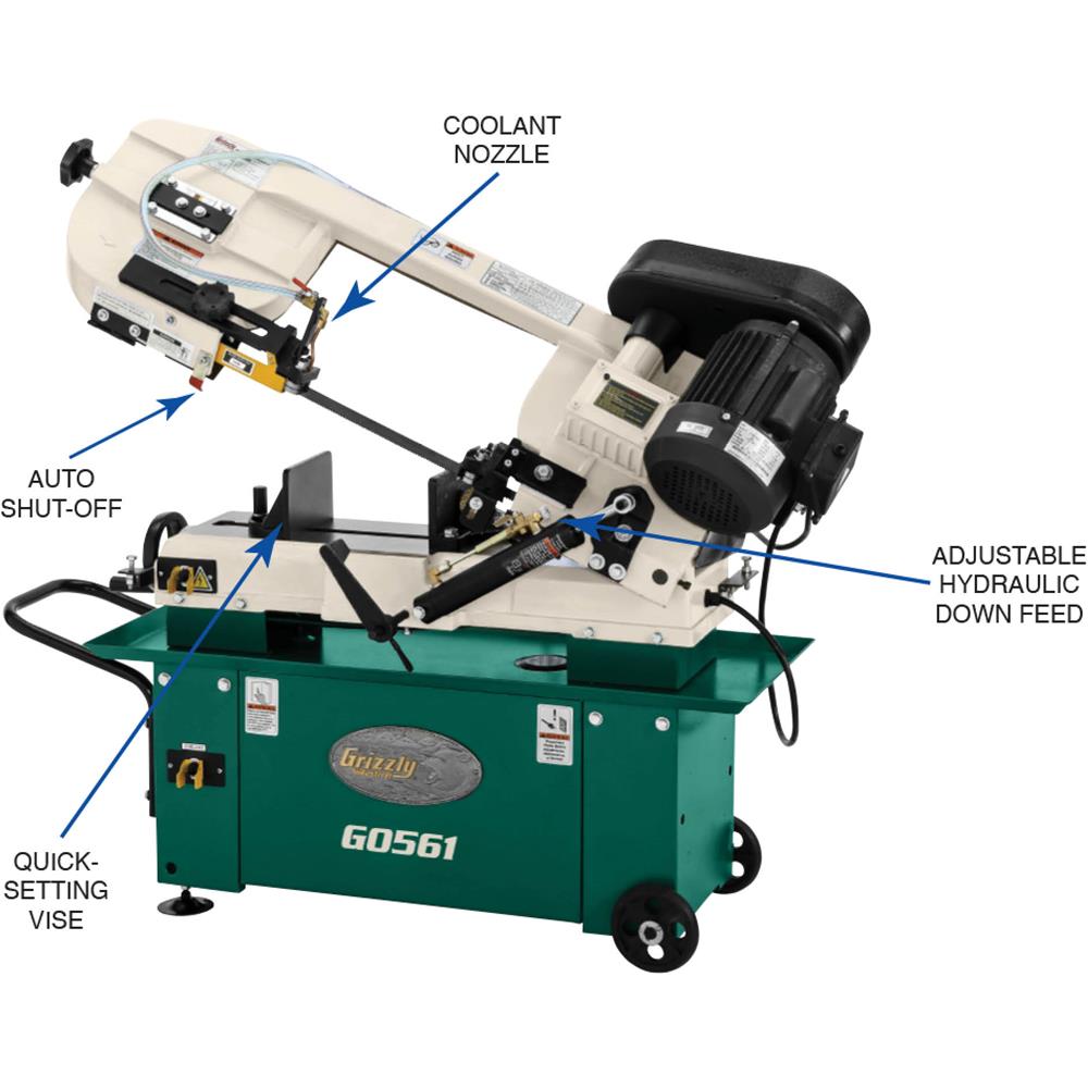 7" x 12" 1 HP Horizontal Metal Cutting Bandsaw