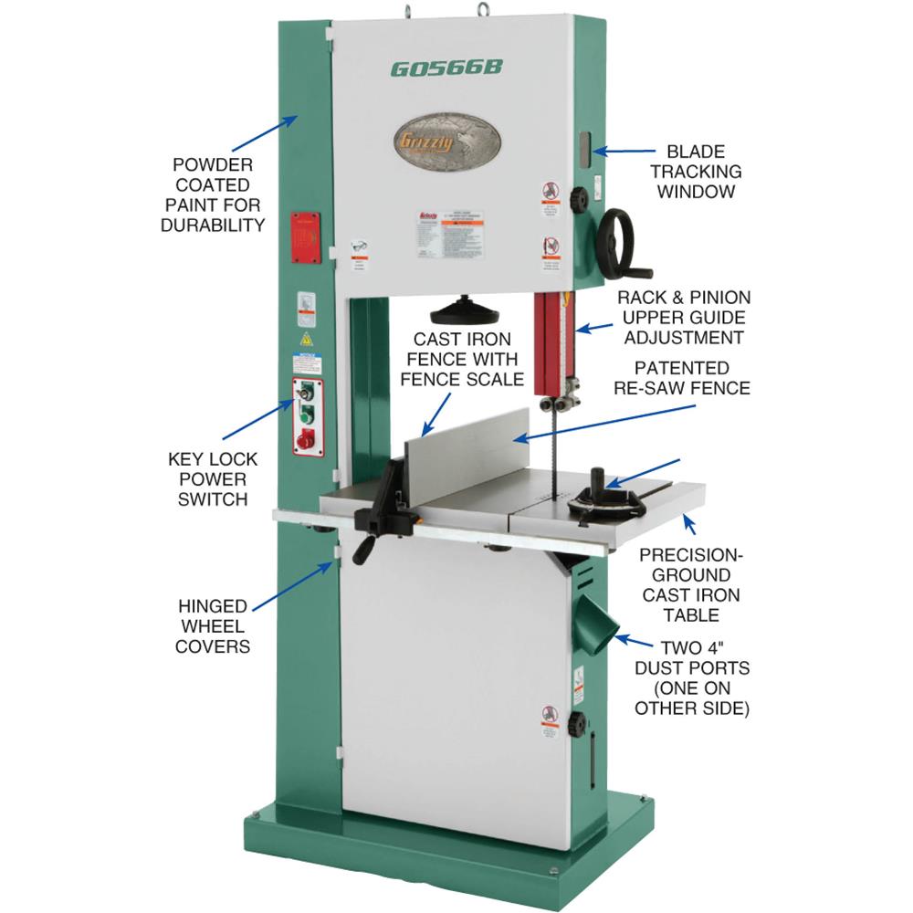 21" Super Heavy-Duty 3 HP Bandsaw with Motor Brake
