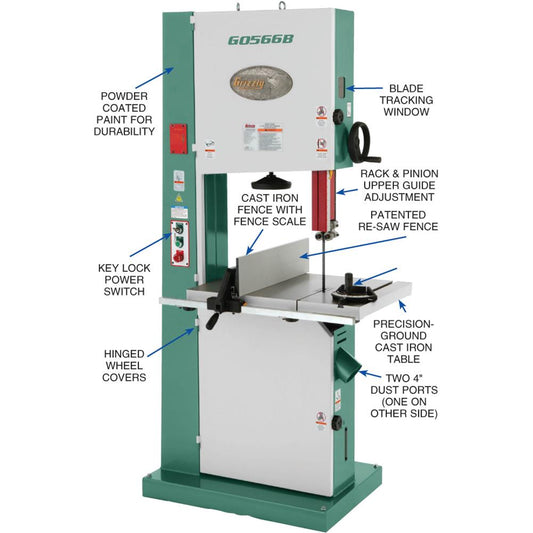 21" Super Heavy-Duty 3 HP Bandsaw with Motor Brake